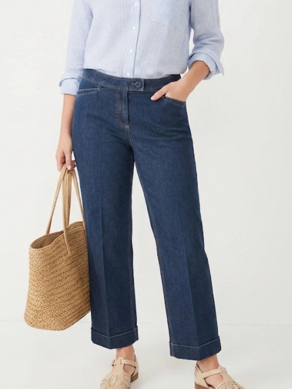 NWT J. Jill Genuine Fit Below Waist Cropped Denim Jeans Blue‎ 10T